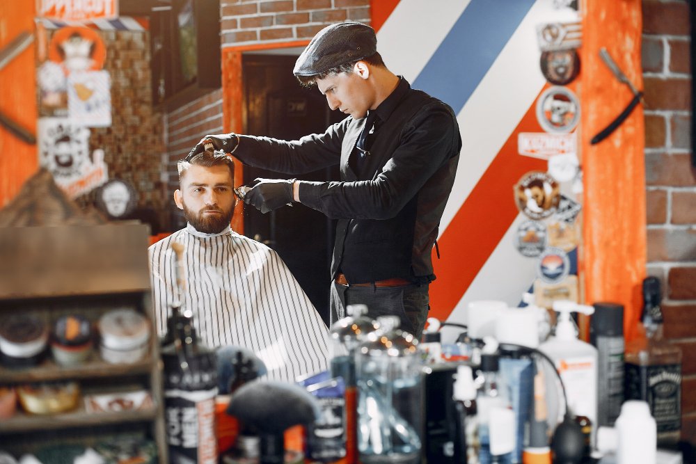 The barber skillfully trimmed a classic haircut with precision